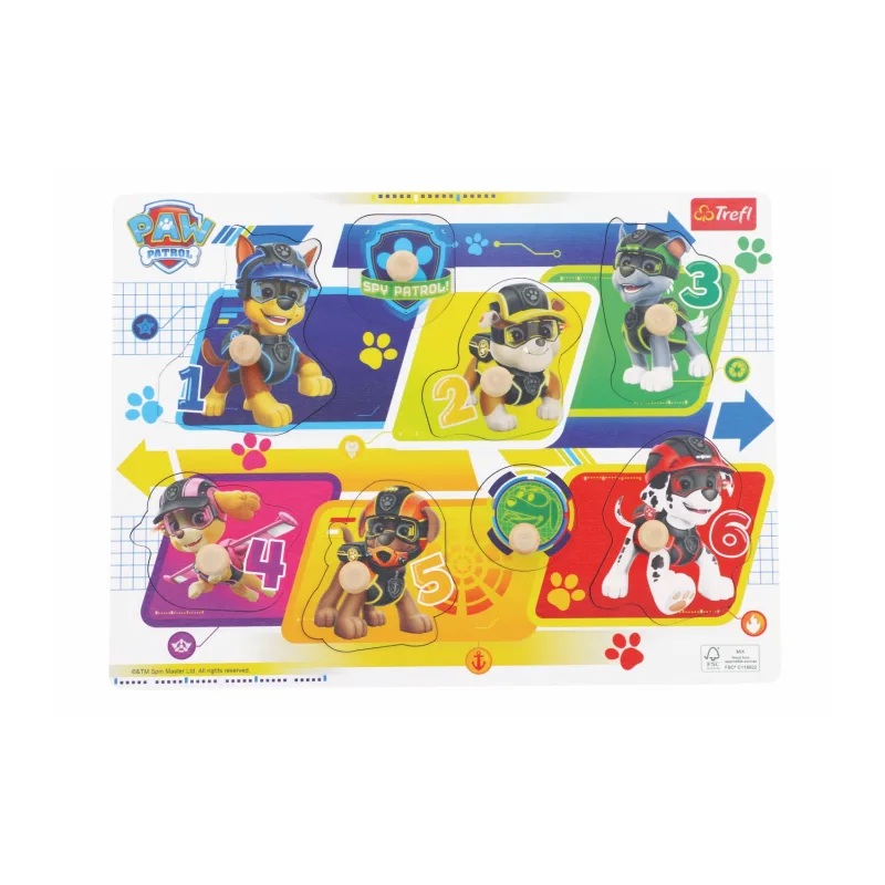 Trefl Vkladačka/Puzzle doskové obrysové drevené Labková patrola/Paw Patrol vo fólii 30x22cm 18m+