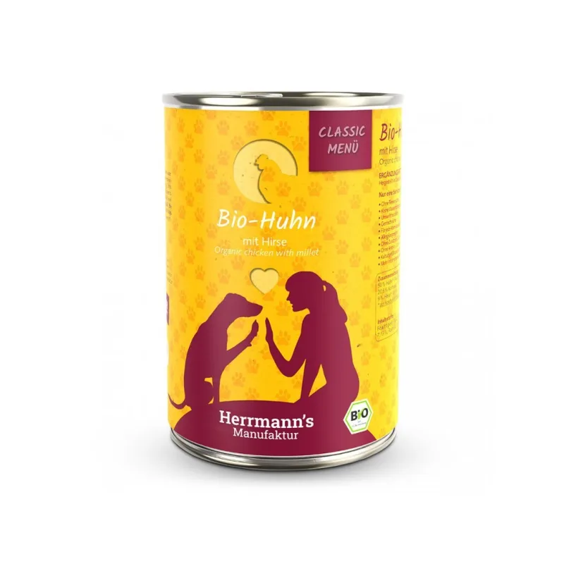 Herrmanns BIO Kuracie mäso, pšeno a zelenina, konzerva 400 g