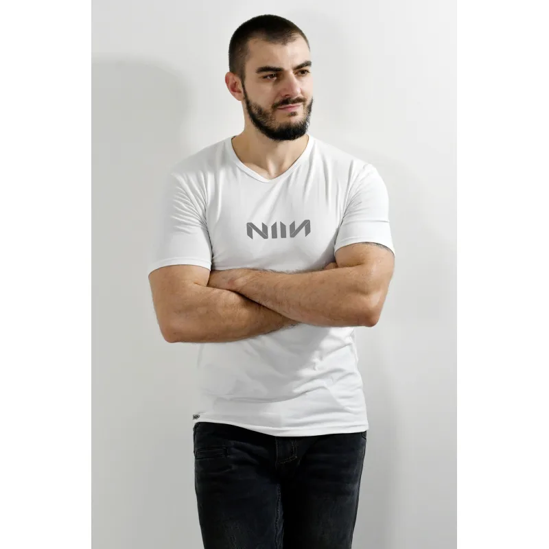 Pánske športové bavlnené tričko NIIN White Air