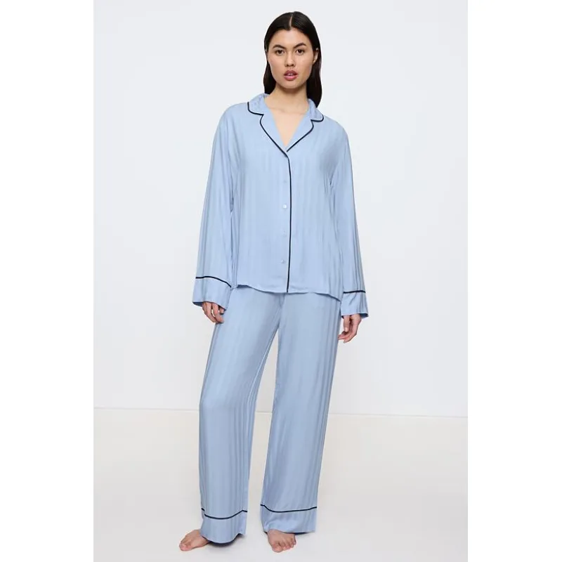 Viskózové pyžamo Amourette Jacquard PW svetlomodré 3XL