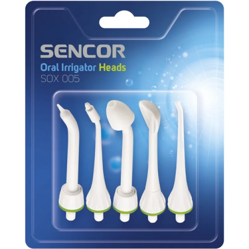 SENCOR SOX 005 Náhradné nástavce pre zubnú sprchu SOI 11x - bielo zelené 5ks