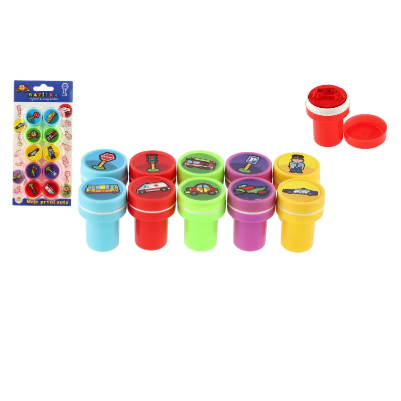 Teddies Pečiatky samonamáčacie Moje prvé autá plast 10ks 2,5x4cm na karte