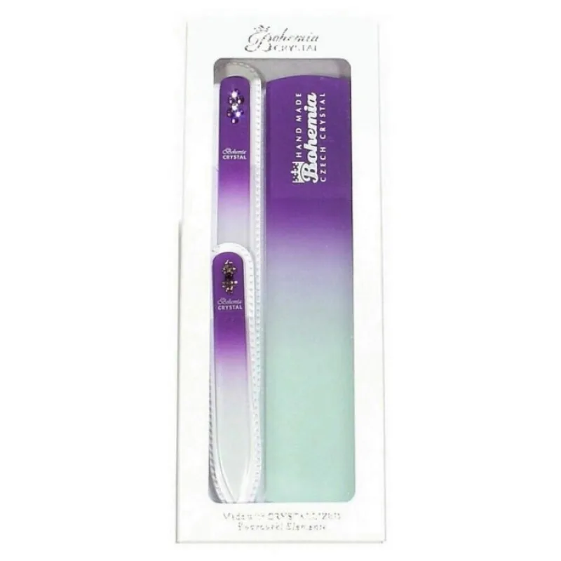 BOHEMIA CRYSTAL Darčeková sada sklenených pilníkov Swarovski - 90mm, 140mm a na päty - fialová