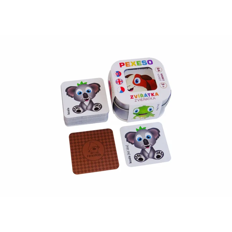 Pexeso Zvieratká 64 kariet v plechovej krabičke 6x6x4cm Hmaťák