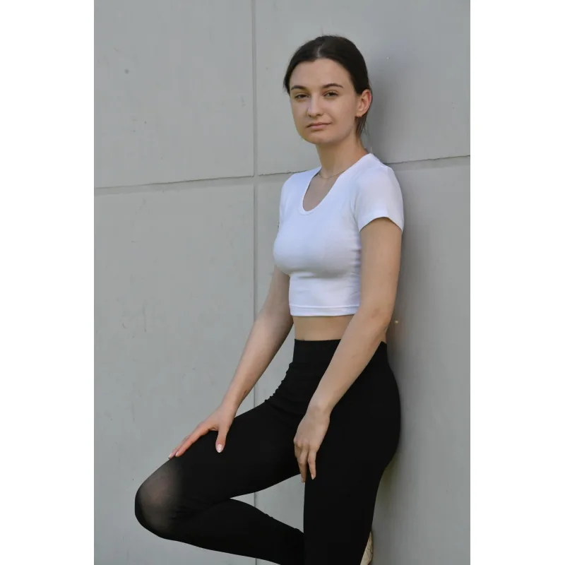 Bambusový croptop - M, biela
