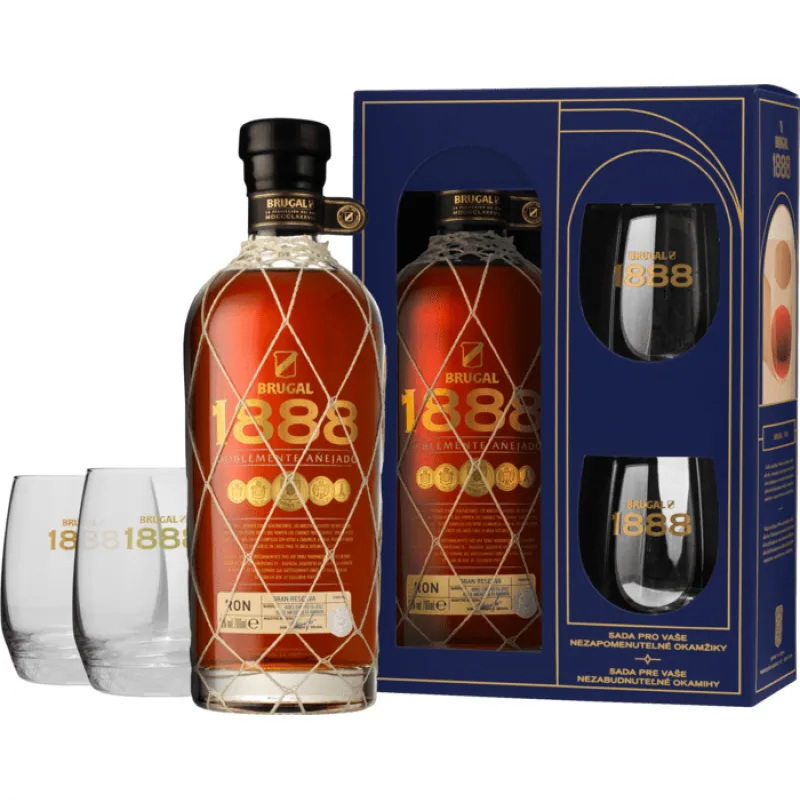 Brugal 1888 Ron Gran Reserva Doblemente Anejado 40% 0,7 l (dárčekové balenie 2 poháre)