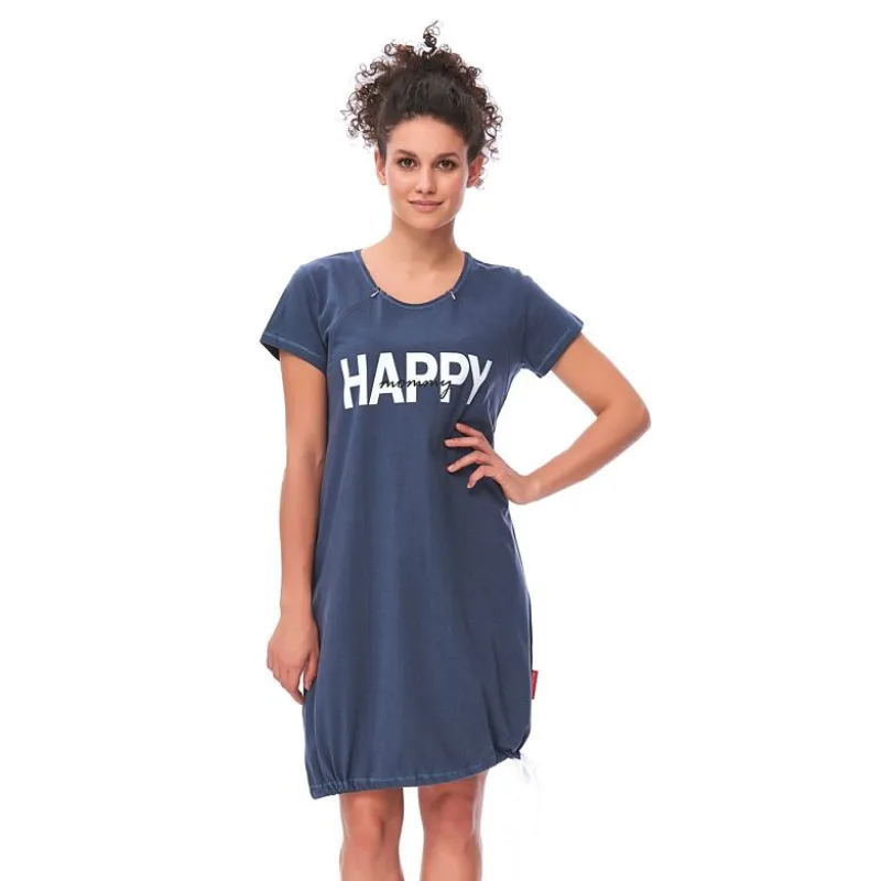 Materská nočná košeľa Happy mommy tmavo modrá XL