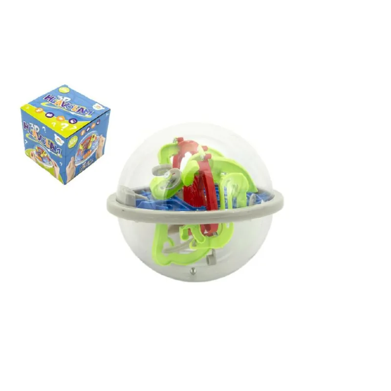 Teddies Hlavolam edukačná guľa 100 krokov plast 12cm v krabičke 12x12x12cm SK dizajn