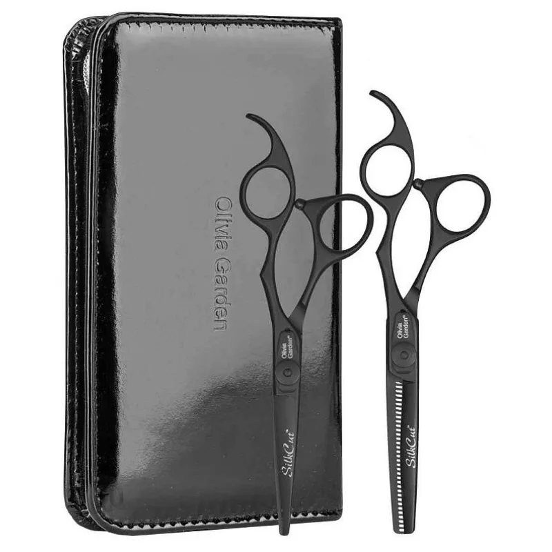 OLIVIA GARDEN SilkCut Shear Matt Black Edition SET - sada profi kaderníckych nožníc