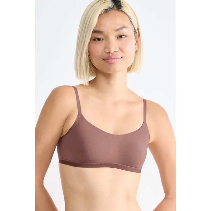 Soft podprsenka organic GO Daily Cotton TOP bez zapínania hnedá XL