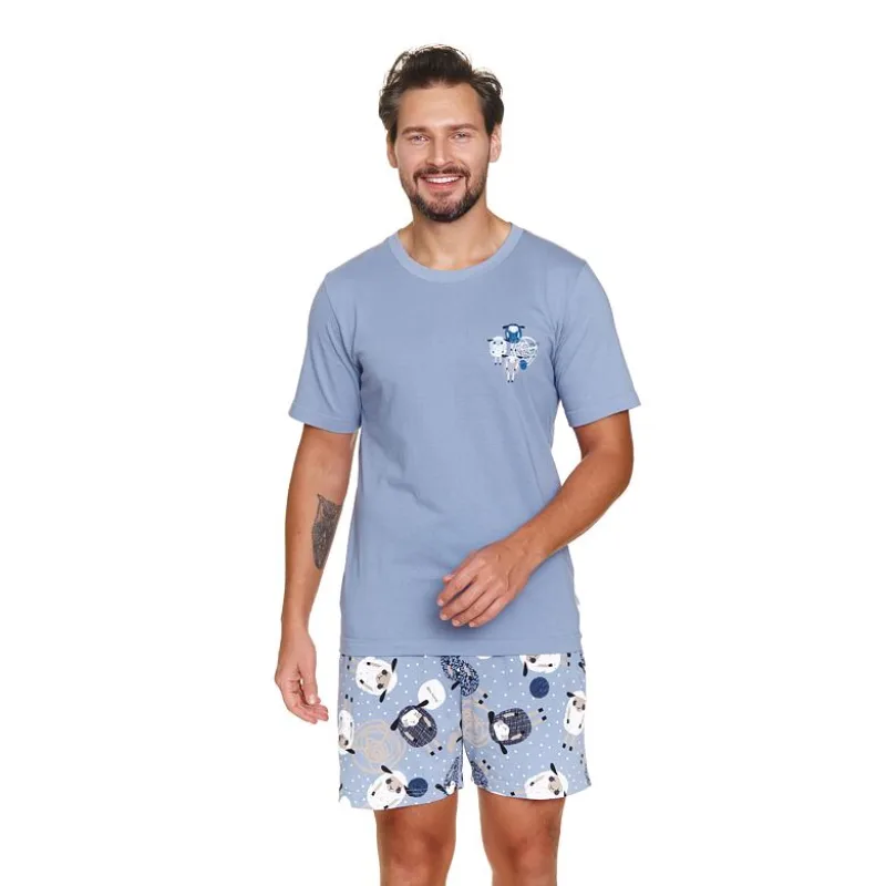 Pánske pyžamo Sheep modré s ovečkami XL