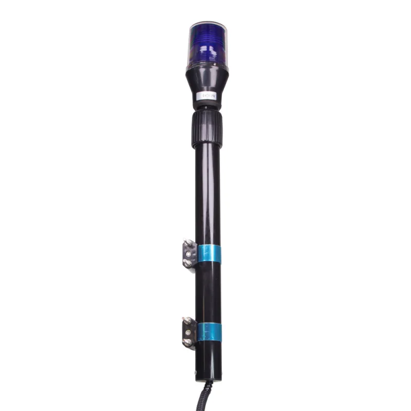 LED maják, 12V, 30LED modrý s teleskopickou tyčí na motocykl wl155ttblu