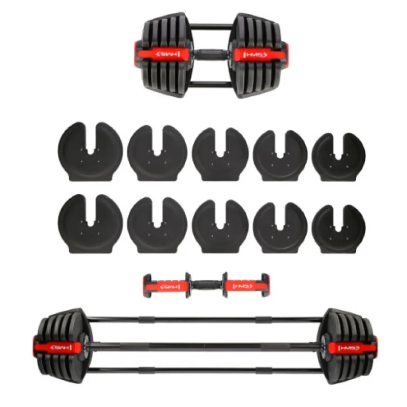 Jednoruční, obouruční variabilní činka HMS SGR40 PRO SET 2v1, 40 kg