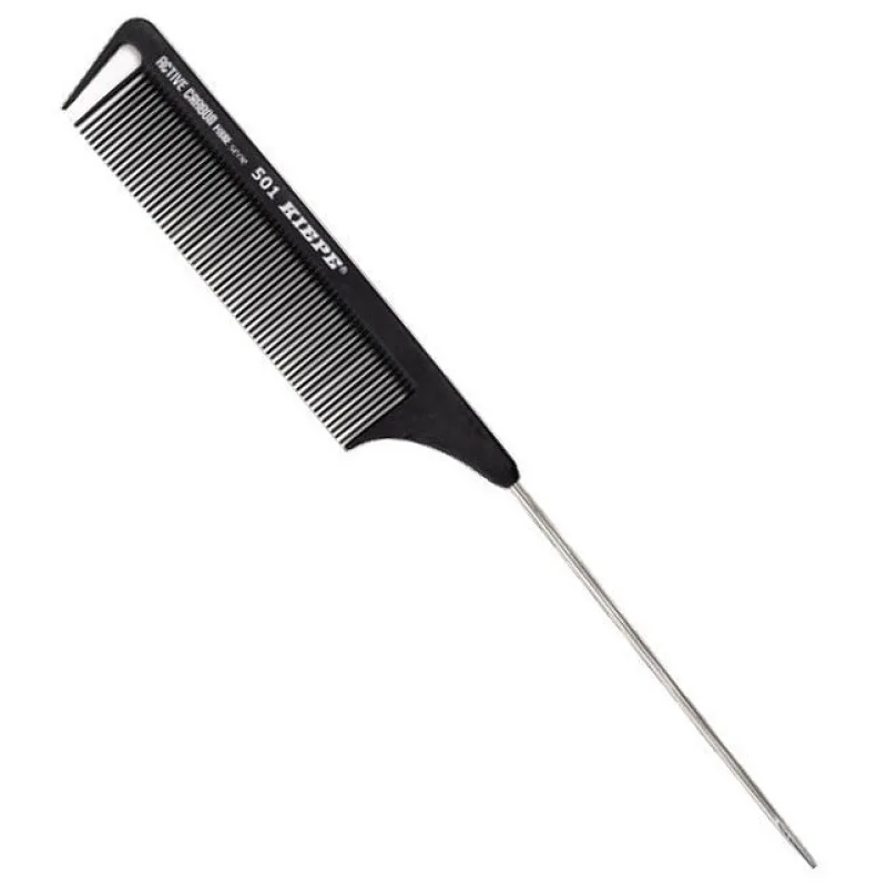 KIEPE Professional Active Carbon 501 - karbónový antistatický tupírovací hrebeň s kovou špicou 236x27mm