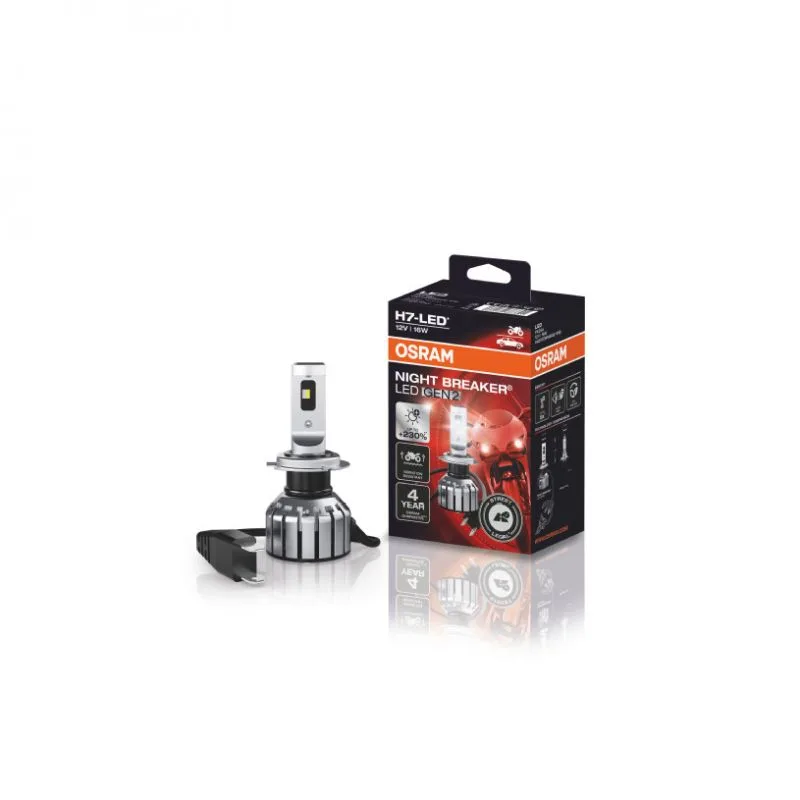MOTORCYCLE H7 NIGHT BREAKER LED +230% 64210DWNBG2-1HFB GEN2 6000K 1ks