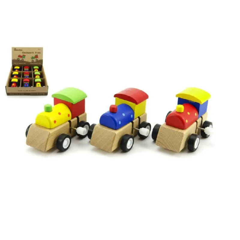 Teddies Vláčik na kľúčik drevo 7cm asst 3 farby