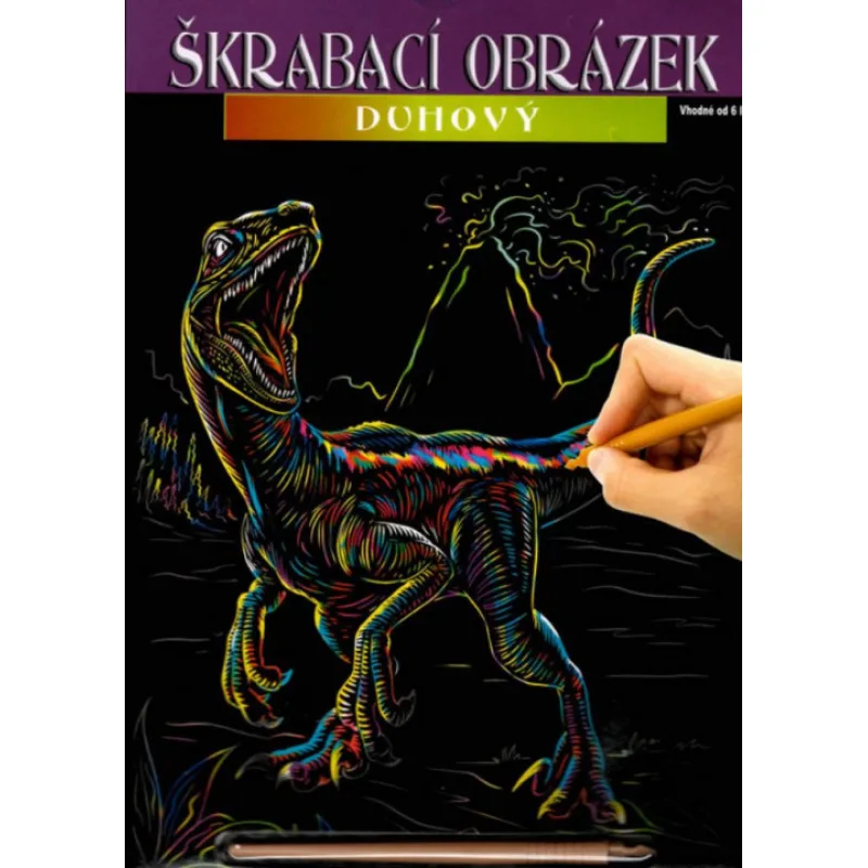 ArtLover škrabací obrázek duhový Tarbosaurus, 25x20 cm
