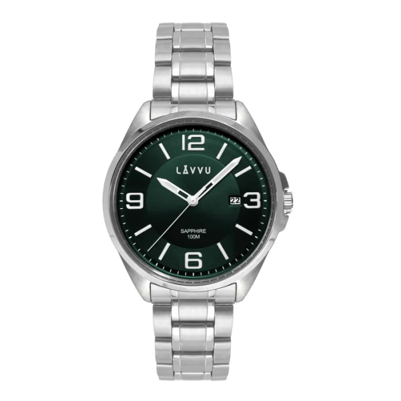 Pánske hodinky so zafírovým sklom HERNING Green LAVVU LWM0089