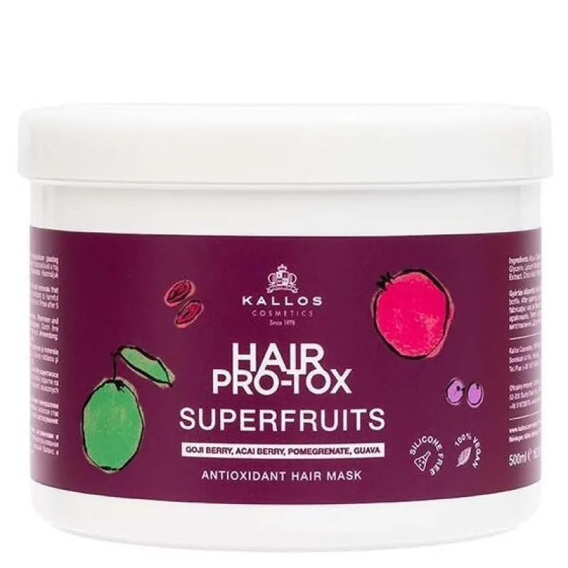 KALLOS Superfruits Pro-Tox Hair Mask 500ml - antioxidačná maska na poškodené vlasy