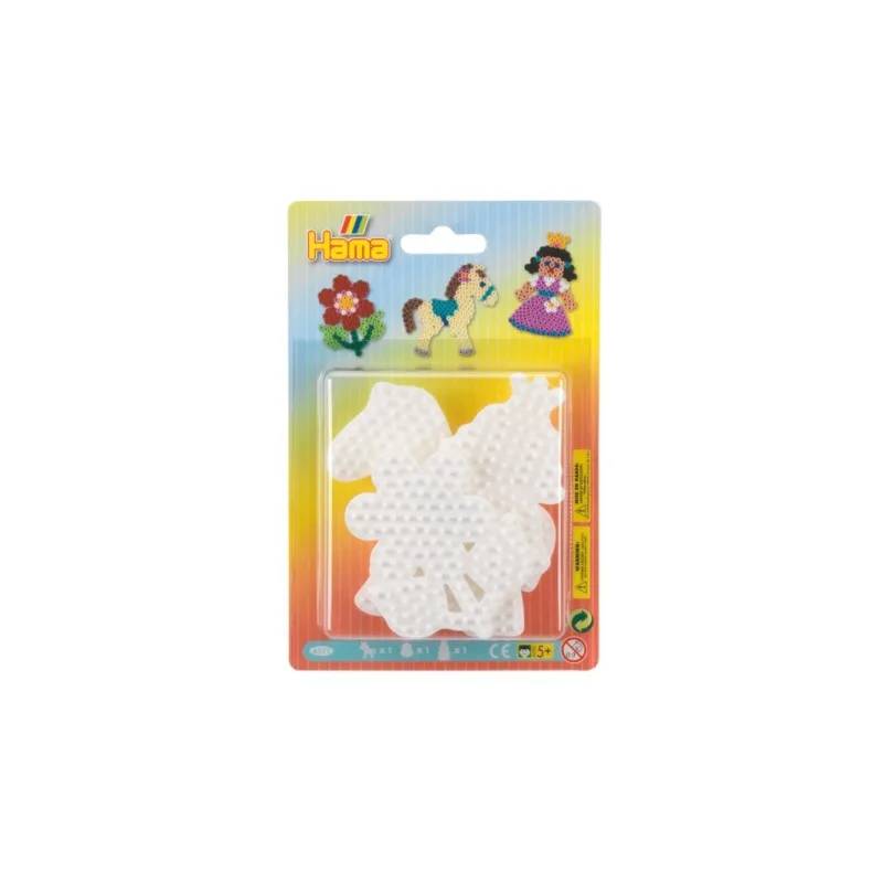 Hama Podložka na zažehľovacie korálky - kvietok, koník, princezná plast 3ks na karte 12x18x3cm