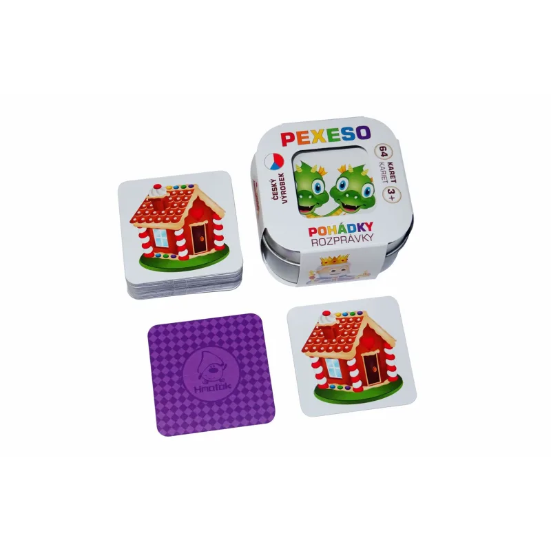 Pexeso Rozprávky 64 kariet spoločenská hra v plechovej krabičke 6,5x6,5x4cm