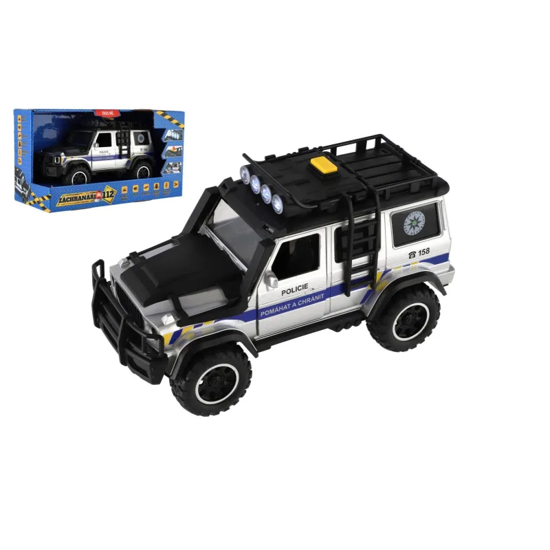 Teddies Auto záchranáři policie terénní plast 23x14cm na setrvačník na baterie se světlem se zvukem v krabic