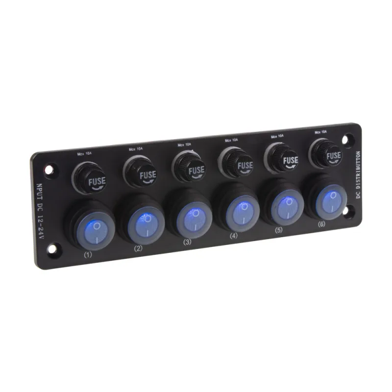 Panel s 6x spínači + 6x pojistky, 12/24V 47178