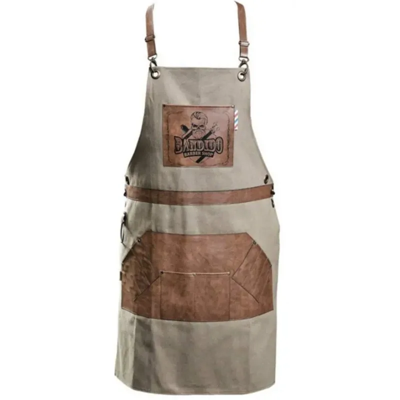 BANDIDO Leather Apron - holičská barber zásteta s koženými vreckami - hnedá