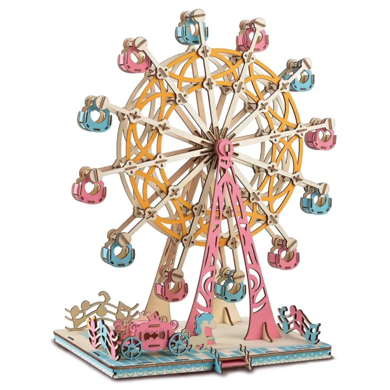 Rappa Woodcraft Drevené 3D puzzle Ruské koleso pastelové
