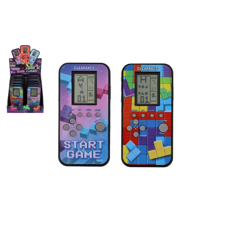 Teddies Digitálna hra Brick Game - padajúce kocky hlavolam plast 7x14cm na batérie 2 farby 12ks v boxe