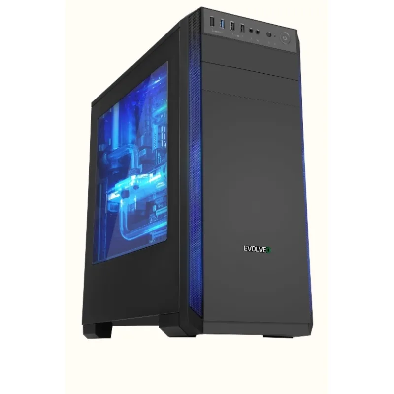 EVOLVEO T3/Midi Tower/Transpar./Černá CAET3