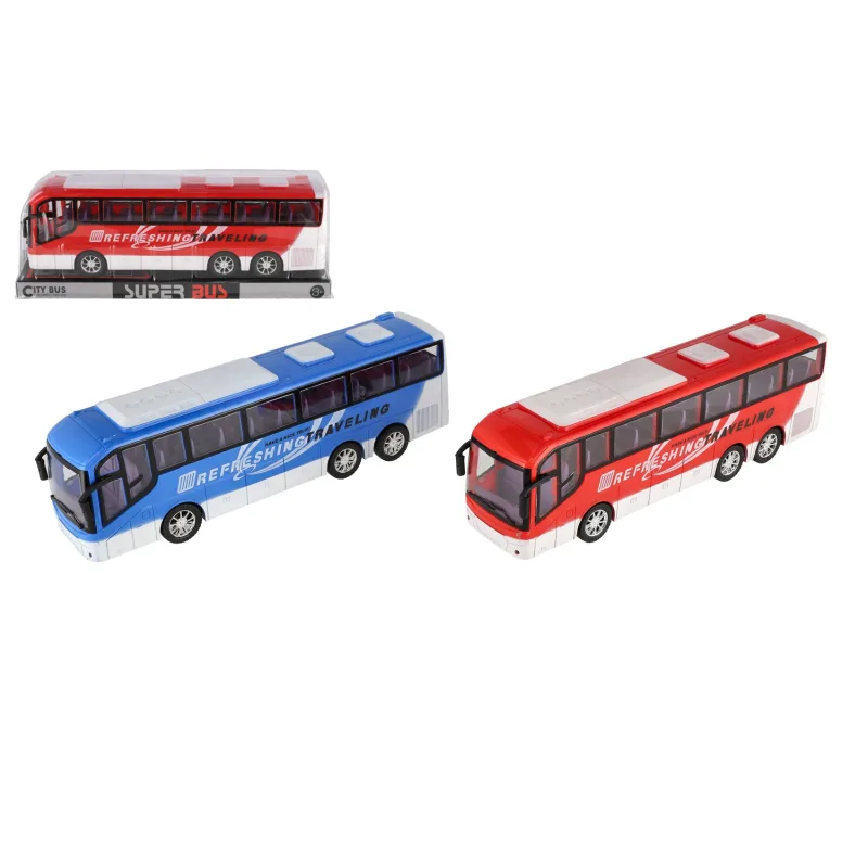 Teddies Autobus diaľkový plast 31cm na zotrvačník 2 farby v blistri