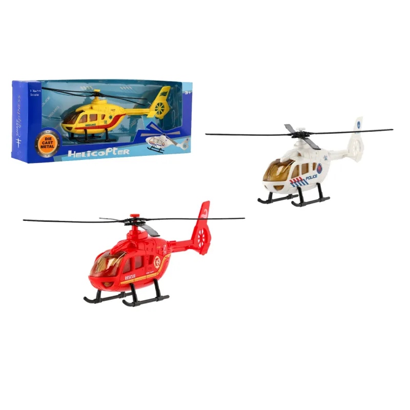 Teddies Vrtuľník/Helikoptéra záchranných zložiek kov/plast 18cm 3 druhy v krabičke 26x10x5cm