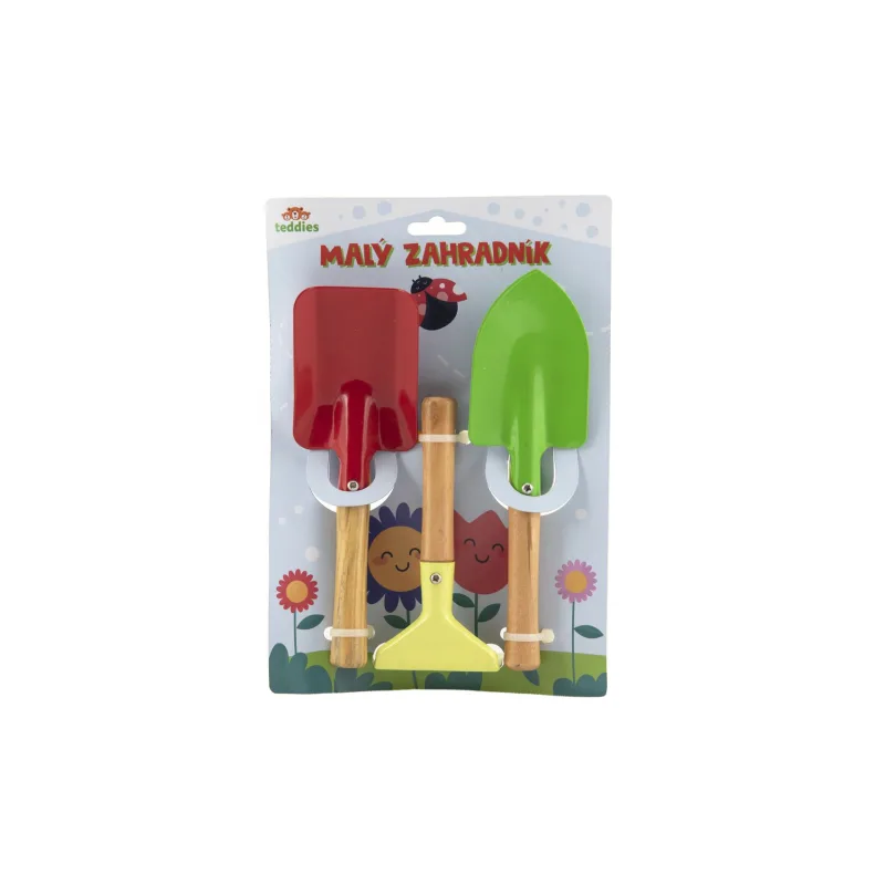 Teddies Náradie záhradné detské 3ks kov/drevo 15-21cm na karte