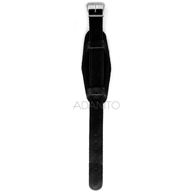 Kožený remienok na hodinky s podložkou 18 mm čierny ADANITO 108AR01W18