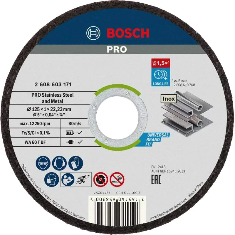 Rezný kotúč BOSCH 125x1,0mm PRO for Inox and Metal