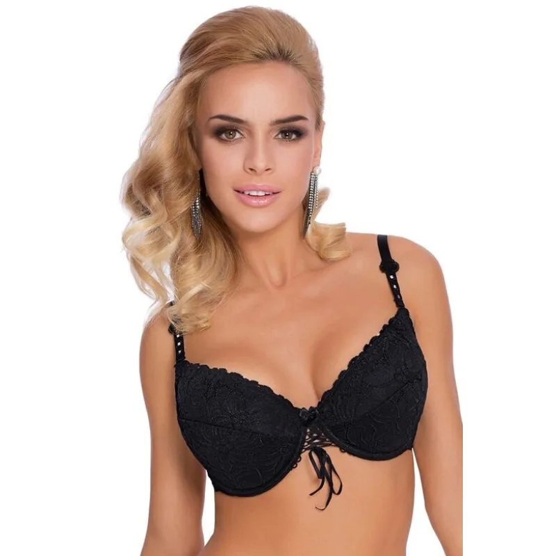 Čipkovaná push-up podprsenka Damaris čierna 70D