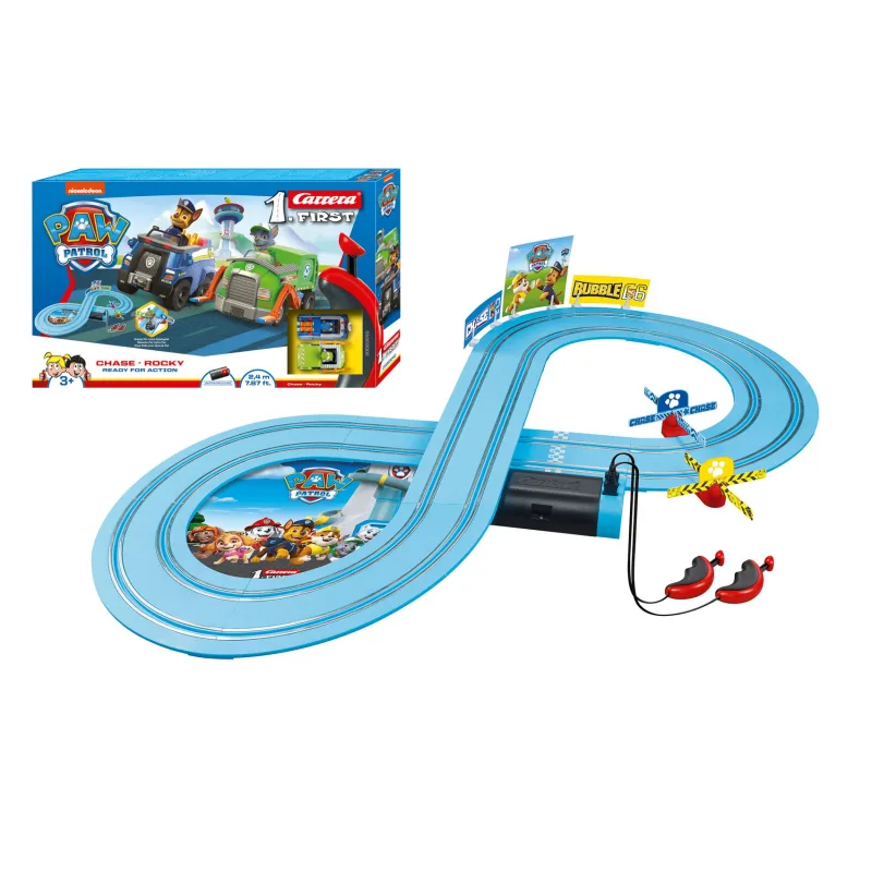 Carrera Autodráha First Paw Patrol/Tlapková Patrola 2,4 m plast +2 autá na bat. v krabici 50x30x7cm