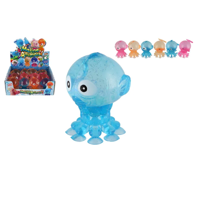 Teddies Zvieratko morské antistresové mačkacie s prísavkami silikón 9x6cm 3 farby 12ks v boxe