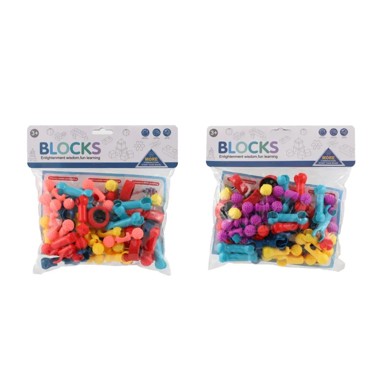 Teddies Stavebnica kocky plast 2 farby v sáčku 24,5 x23cm