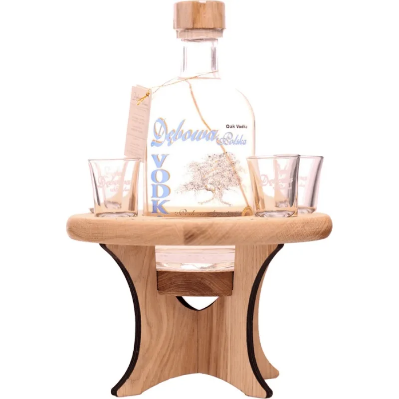 Debowa Oak Vodka Dubový stolček so 4 pohármi 40% 0,7l