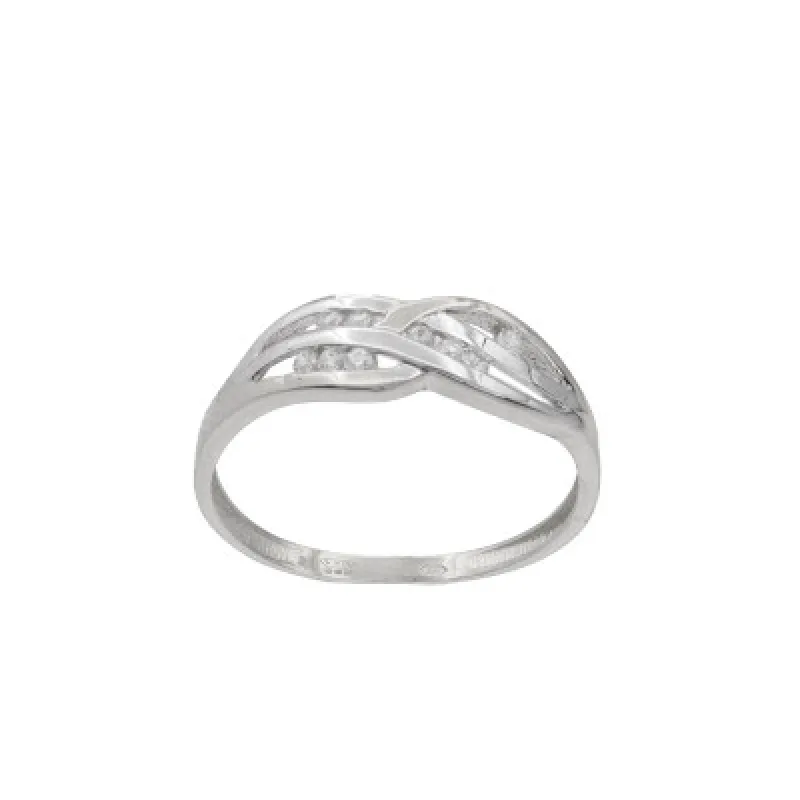 Zlatý prsteň so zirkónmi z bieleho zlata KA RMRCR049W, 55, 1.55 g