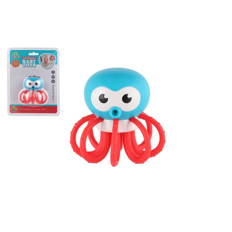 Teddies Hrkálka chobotnice plast 8x8cm na karte 0m+