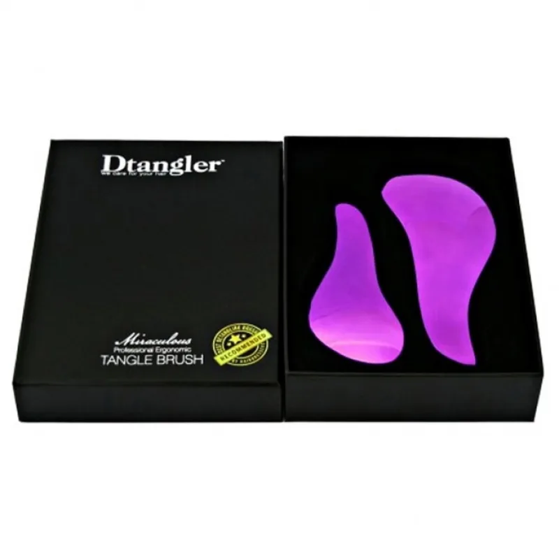 DTANGLER PURPLE SET Profesionálne rozčesávacia kefy na vlasy s rukoväťou - purpurové 2ks
