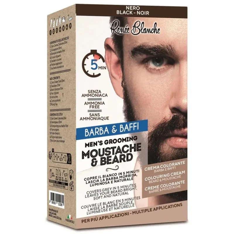 H-ZONE RENEÉ BLANCHE Men´s Grooming Black - profesionálna 5min. farba na bradu a fúzy - čierna