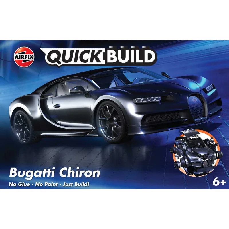 Airfix Quick Build auto J6025 - Bugatti Chiron - Čierna