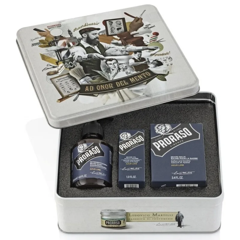 PRORASO Azur Lime Klasická darčeková sada prípravkov na fúzy (stredozemné citrus)