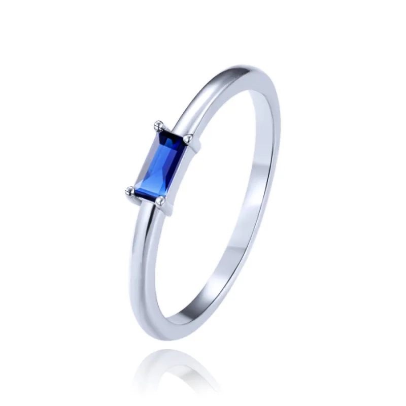 Elegantný strieborný prsteň s modrým zirkónom MINET JMAN0639BR, 55, 1.35 g