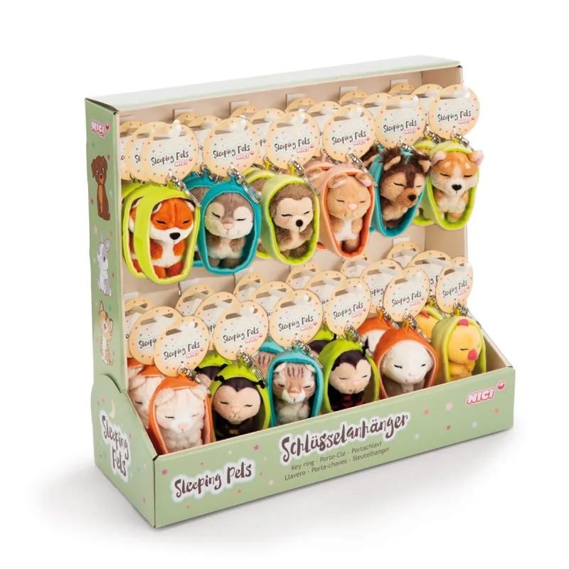 NICI DISPLAY assort Spící zvířátka 12 cm, assort 36ks, GREEN