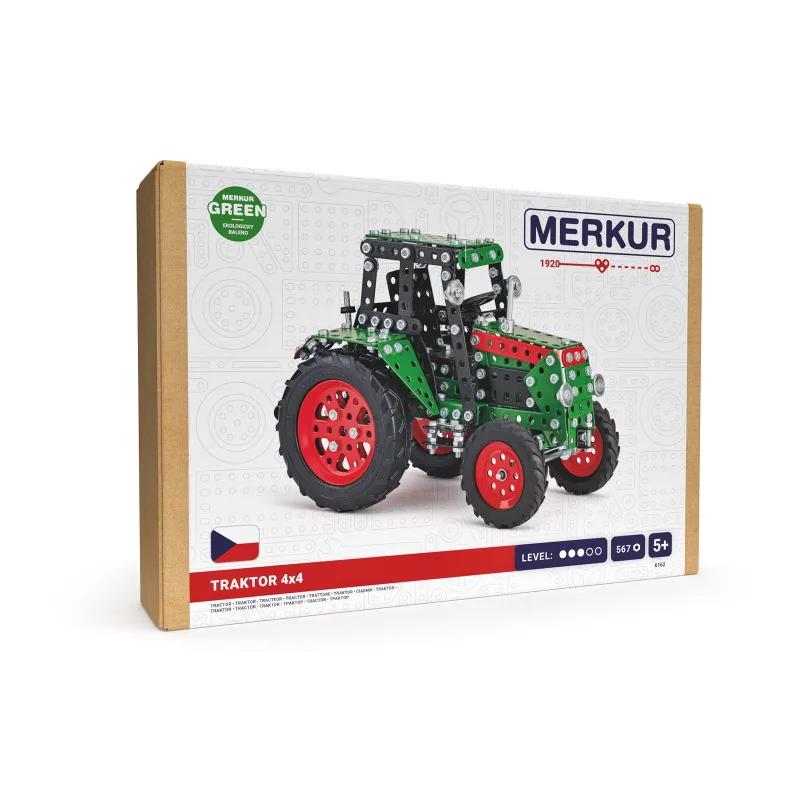 MERKUR - Stavebnice Merkur - Traktor zelený, 561 dílků